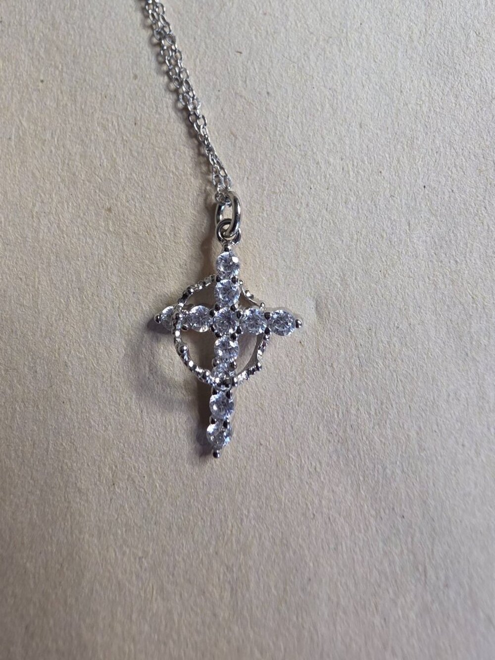 AIBELOPY 925 Sterling Silver CZ Cross Crown Necklace